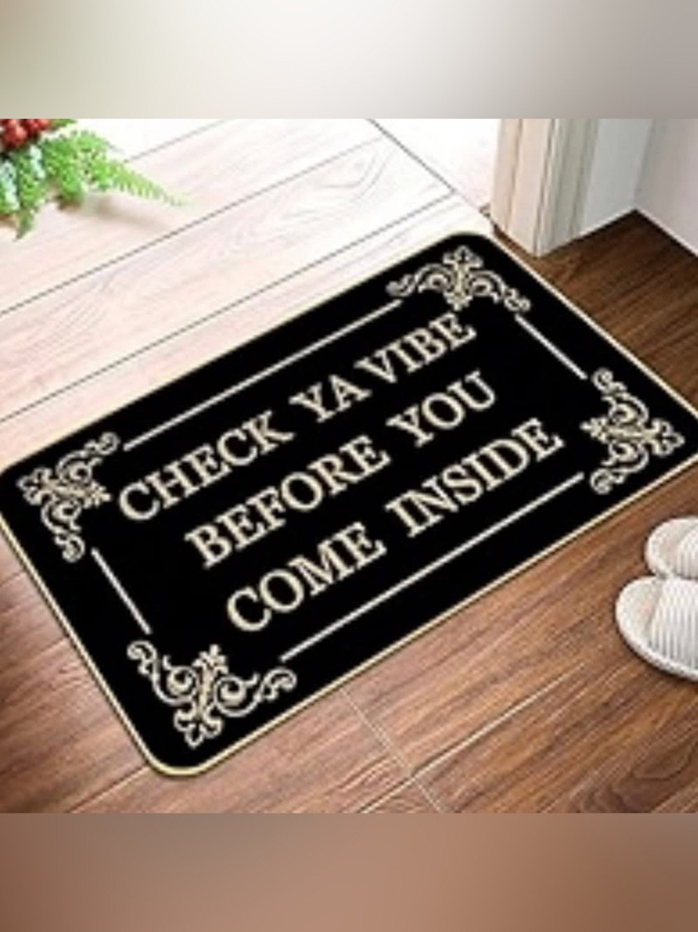 Check Ya Vibe Funny Doormats Non-Slip for Outside Entry Home Decor 17 x 29 Inch